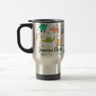 Caneca Térmica Crianças de Alienígena de Dinossauro Coloridas, Cu