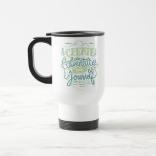 Caneca Térmica criar aventuras estilo vintage tipografia caminhad