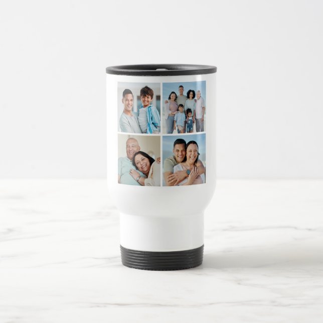Caneca Térmica Crie a sua própria colagem de 4 fotos (Centro)