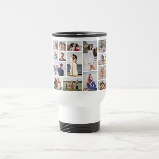 Caneca Térmica Crie Sua Própria Colagem de 15 Fotos (Centro)