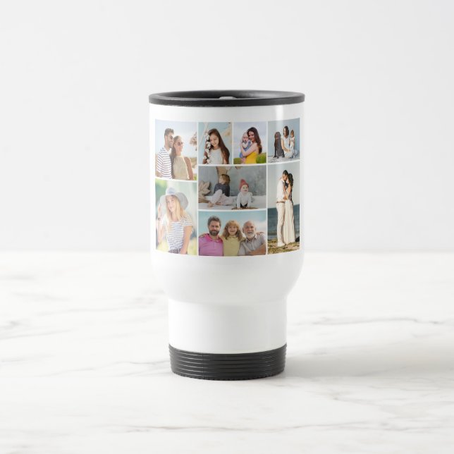 Caneca Térmica Crie sua própria colagem de 8 fotos (Centro)