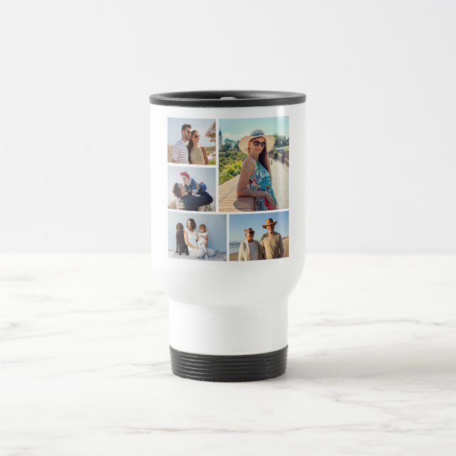 Caneca Térmica Crie sua própria colagem de fotos (Centro)
