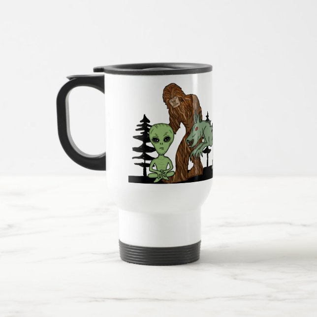Caneca Térmica Criptid, OVNI, Pé Grande, Chupacabra, Alienígena (Esquerda)