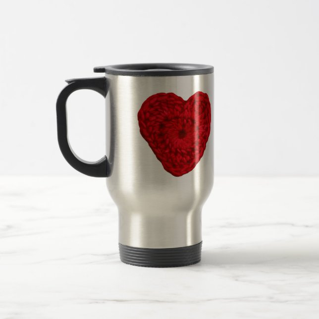 Caneca Térmica Crochet Yarn Heart Handmade (Esquerda)