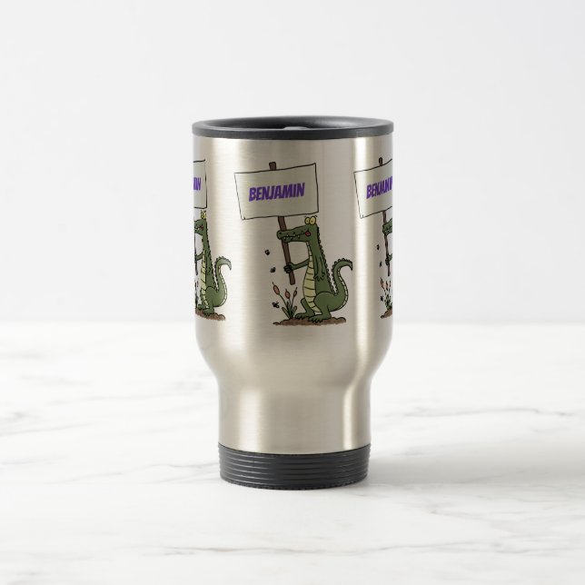 Caneca Térmica Crocodilo engraçado, alinhador com cartoon (Centro)