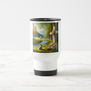 Caneca Térmica cruz de páscoa com coelho e ovos