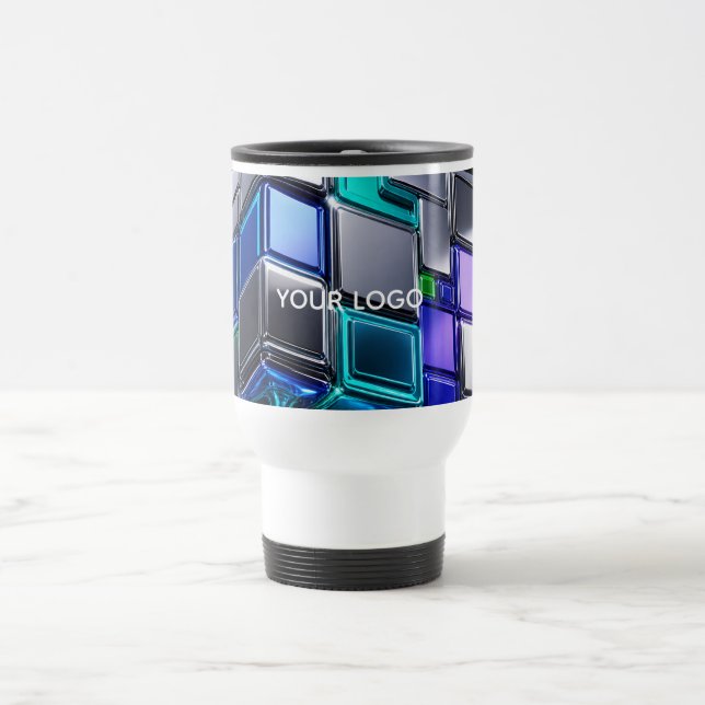 Caneca Térmica Cubo de Quebra-Cabeça Futurista em Cromo (Centro)