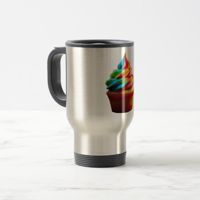 Caneca Térmica Cupa de bolo de arco-íris deslumbrante do Slippery (Frente Esquerda)