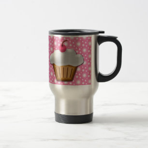 Caneca Térmica Cupcake do entalhe com a cereja cor-de-rosa na