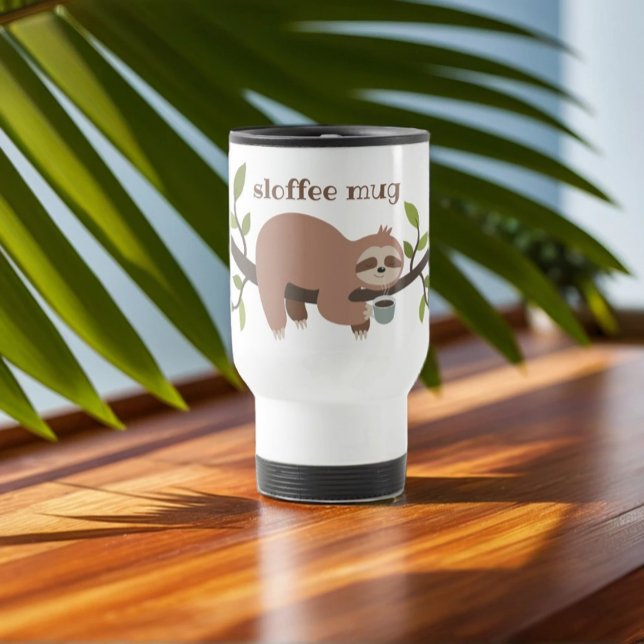 Caneca Térmica Custom Funny Cartoon Sloth Travel Mug (Criador carregado)