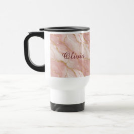 Caneca Térmica Custom Modern Rose Quartz Marble Gold Glitter