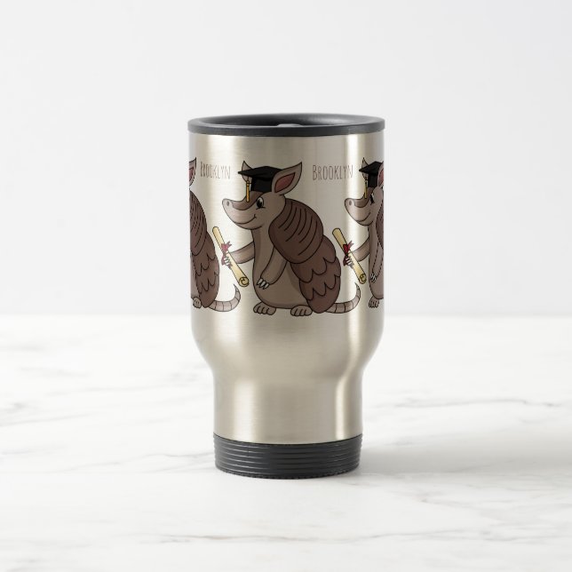 Caneca Térmica Cute armadillo with graduation cap cartoon  (Centro)