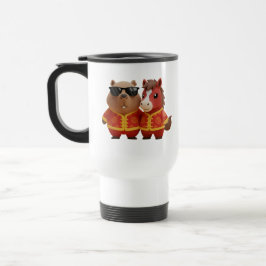 Caneca Térmica Cute Capybara and Horse Friends Chinese New Year