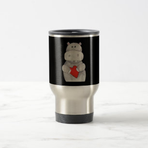 Caneca Térmica Cute Hippopotamus Segurando Coração Love Hippo