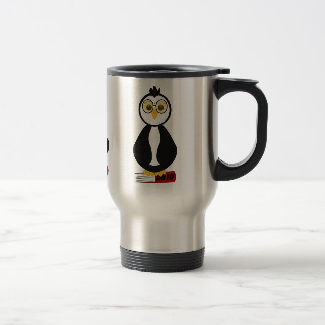 Caneca Térmica Cute Nerdy Bookworm Penguin (Direita)