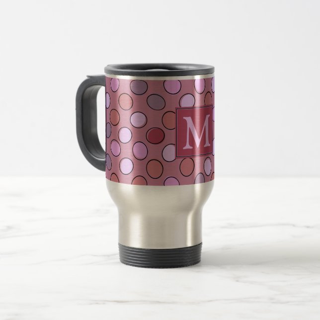 Caneca Térmica Cute Spotty Pink Pattern Monogram (Frente Esquerda)