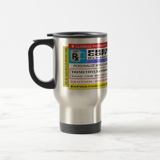 Caneca Térmica Da "café personalizado ENGRAÇADO prescrição " (Esquerda)