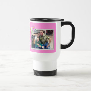 Caneca Térmica Da FOTO cor-de-rosa do coração e das flores do