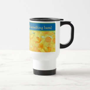 Caneca Térmica Daffodils de Ouro de Água bonito com Banda Azul