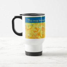 Caneca Térmica Daffodils de Ouro de Água bonito com Banda Azul