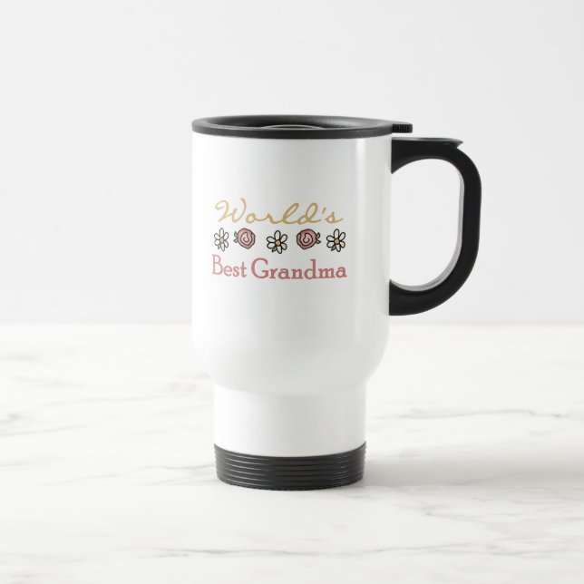Caneca Térmica Daisies e Rosas World Best Grandma (Direita)
