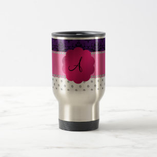 Caneca Térmica Damasco branco do roxo dos diamantes do monograma