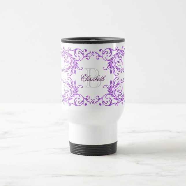 Caneca Térmica Damasco da violeta do monograma (Centro)