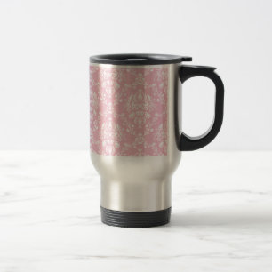 Caneca Térmica Damasco Rosa e Branco