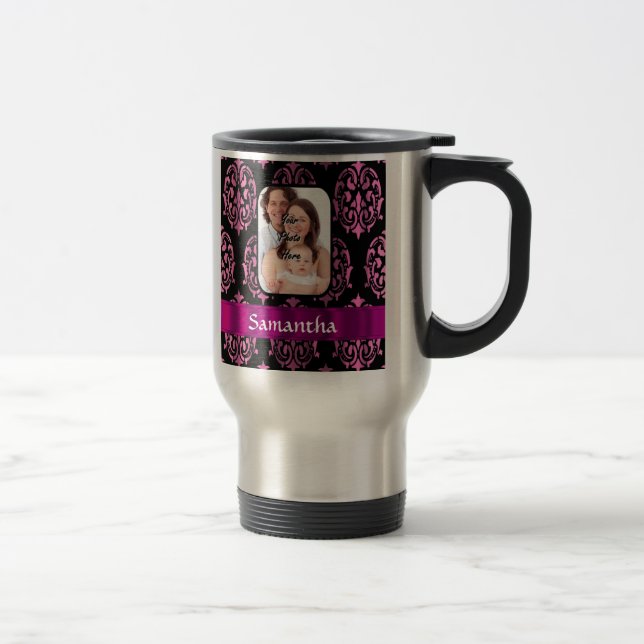 Caneca Térmica Damasco rosa e preto (Direita)