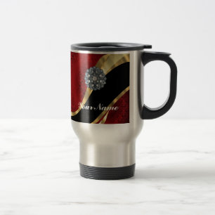Caneca Térmica Damasco vermelho e ouro
