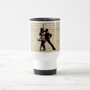 Caneca Térmica Dançarinos de salão em papel antigo