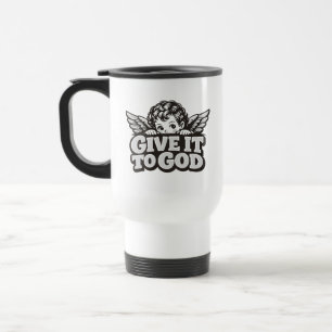 Caneca Térmica Dê a Deus Querubim Citação de Fé Cristã