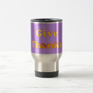 Caneca Térmica Dê obrigados, arte de palavra com lírio amarelo, c
