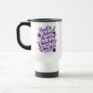Caneca Térmica De volta à escola em estilo roxo