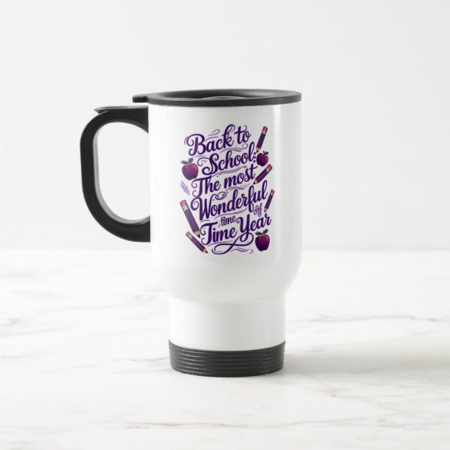 Caneca Térmica De volta à escola em estilo roxo (Esquerda)