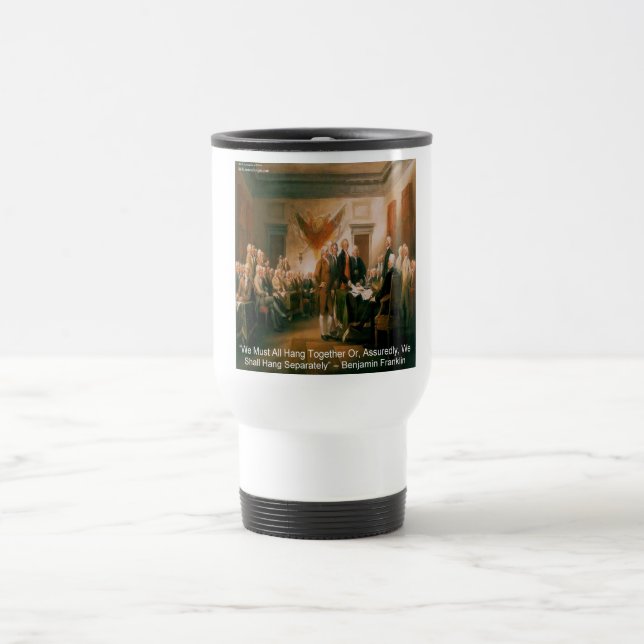 Caneca Térmica Declaração de Independência e Citação de Ben Frank (Centro)