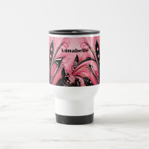 Caneca Térmica Deco de Arte Rosa e Negra
