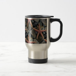Caneca Térmica Decoração vermelha da casa de praia da estrela d
