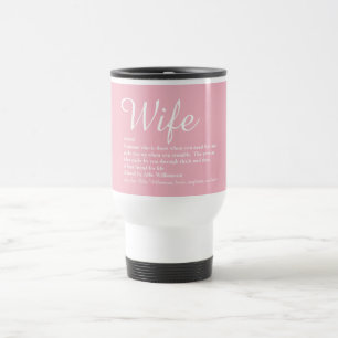 Caneca Térmica Definição de Esposa Chic Script Rosa Divertido