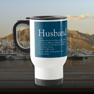 Caneca Térmica Definição de Marido Moderno Tipografia Azul