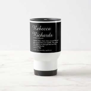Caneca Térmica Definição de Nome de Script Preto e Branco Moderno