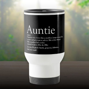 Caneca Térmica Definição Moderna de Tia em Preto e Branco
