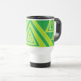 Caneca Térmica Desenho de Abstrato de Triângulos Verdes