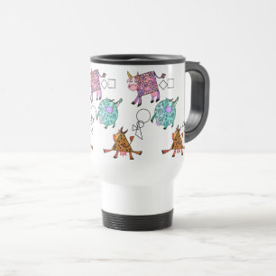 Caneca Térmica Desenho de desenho de desenhos animados de vacas g