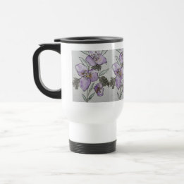 Caneca Térmica Desenho de Flor Roxa em Aquarela