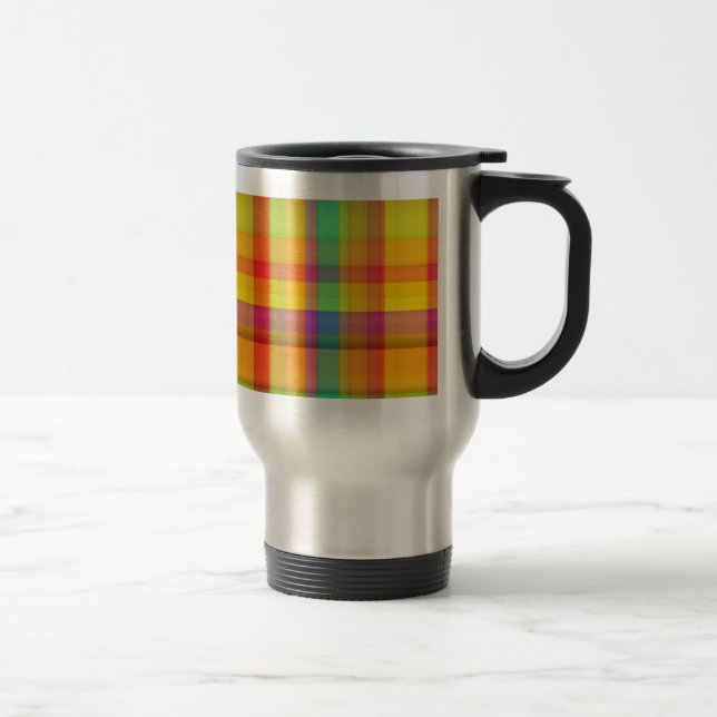 Caneca Térmica Desenho de Grade de Arco-Íris Abstrato (Direita)