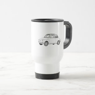 Caneca Térmica Desenho de lápis preto e branco de Fiat 500