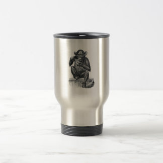 Caneca Térmica Desenho do chimpanzé do bebê do vintage