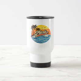 Caneca Térmica Desenho do Nome Mark Pôr do Sol Retro