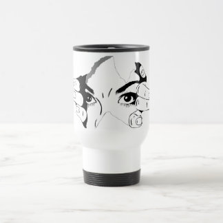 Caneca Térmica desenho dos olhos humanos e da mão